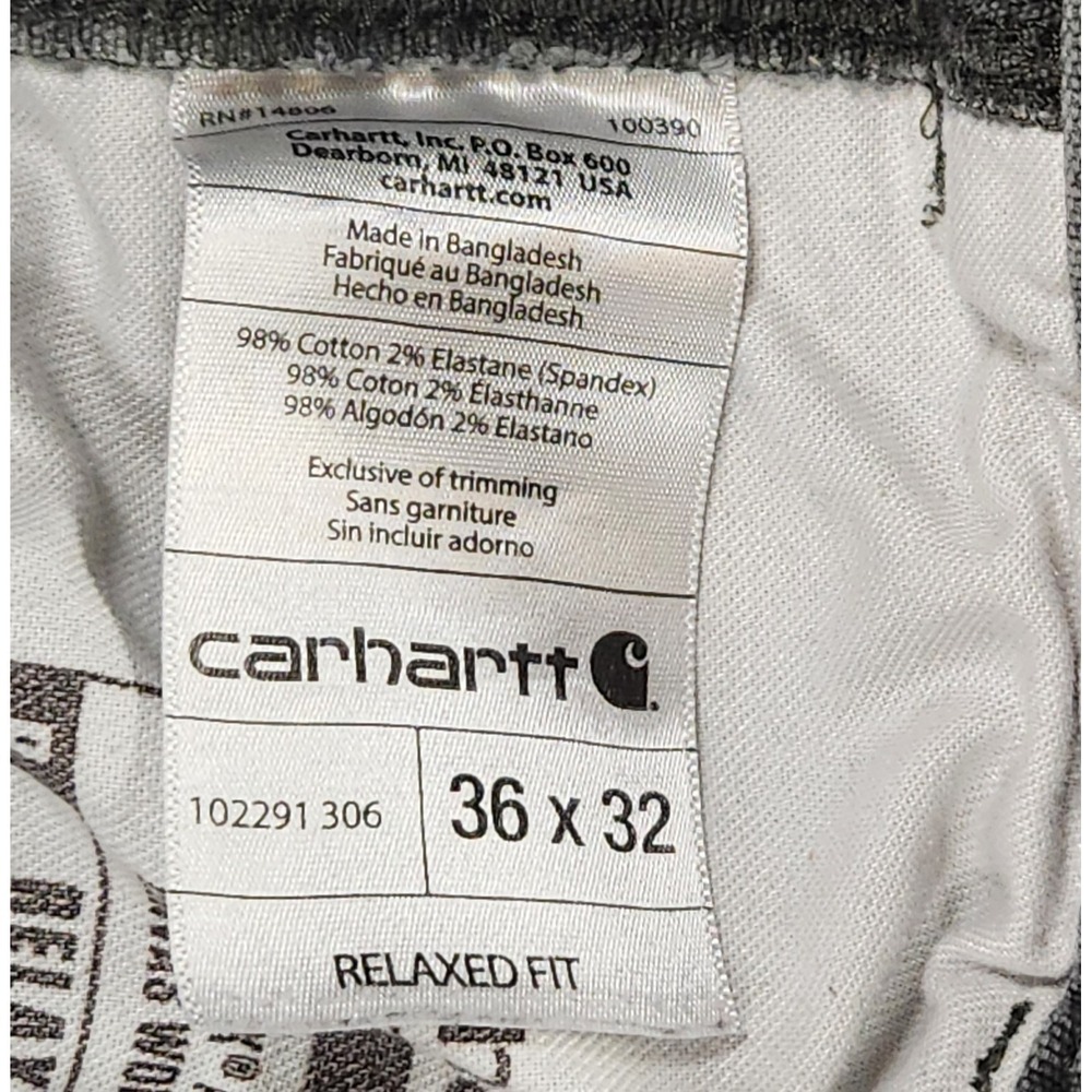 Carhartt Pants Mens 36x32 Gray Relaxed Straight Rigby Dungaree 102291 306 - Picture 5 of 12